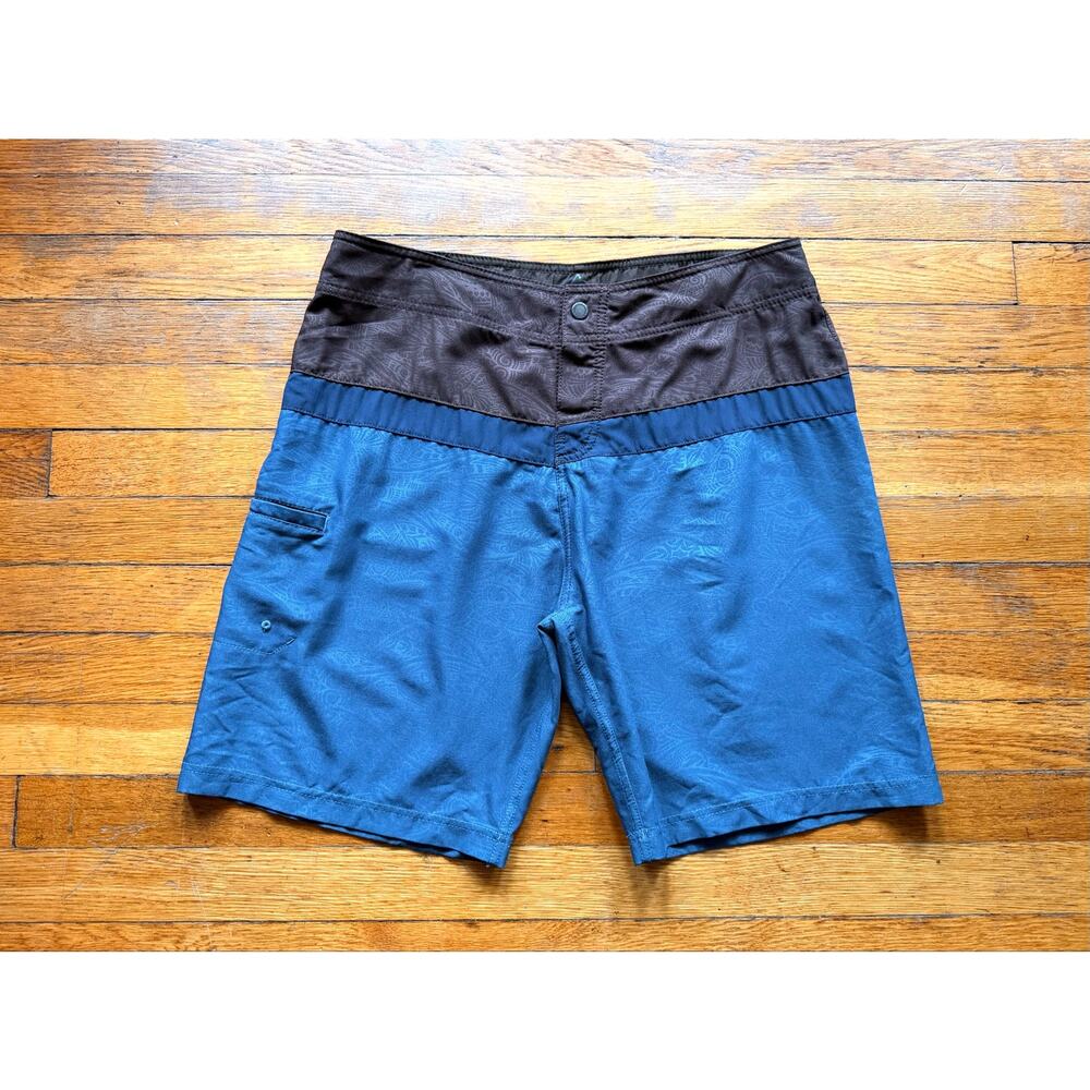 PRANA Breathe Blue/Brown Boardshorts Mens sz 34